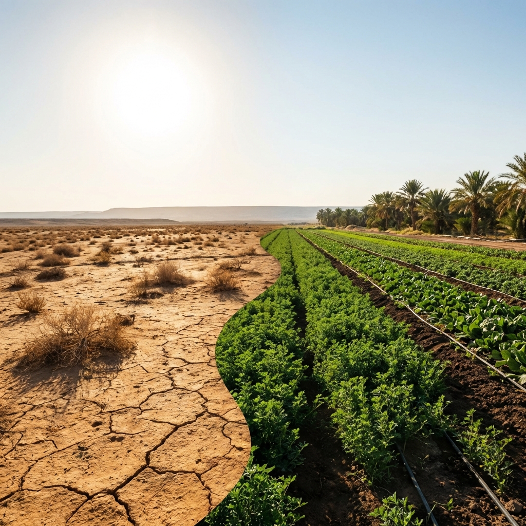 Desert before and after reclamation