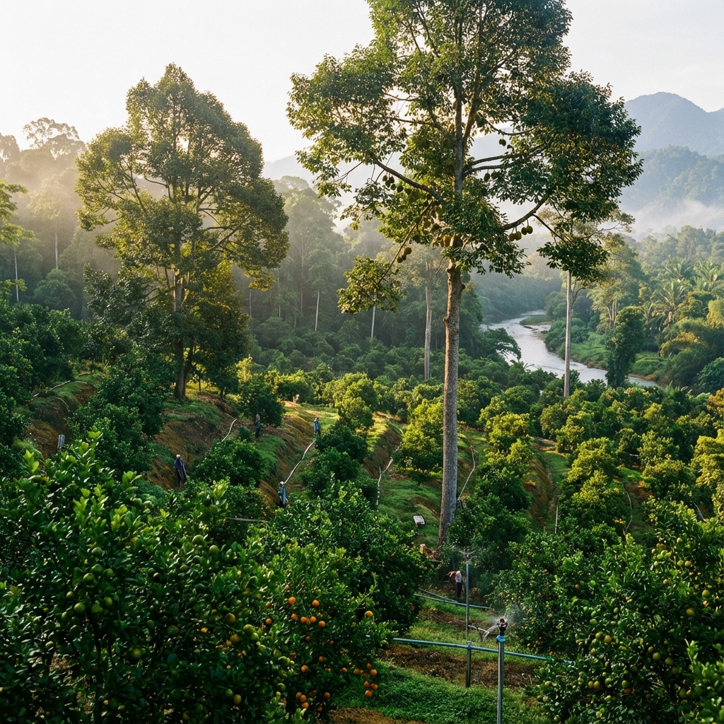 Fruit tree orchard collage